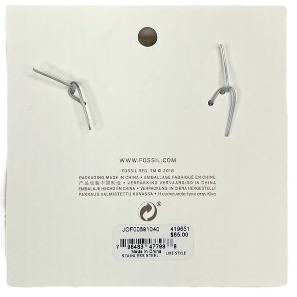 Fossil Stainless Steel Glitzy Ball Rhinestone Cuff Bracelet Silver Tone - Picture 5 of 7